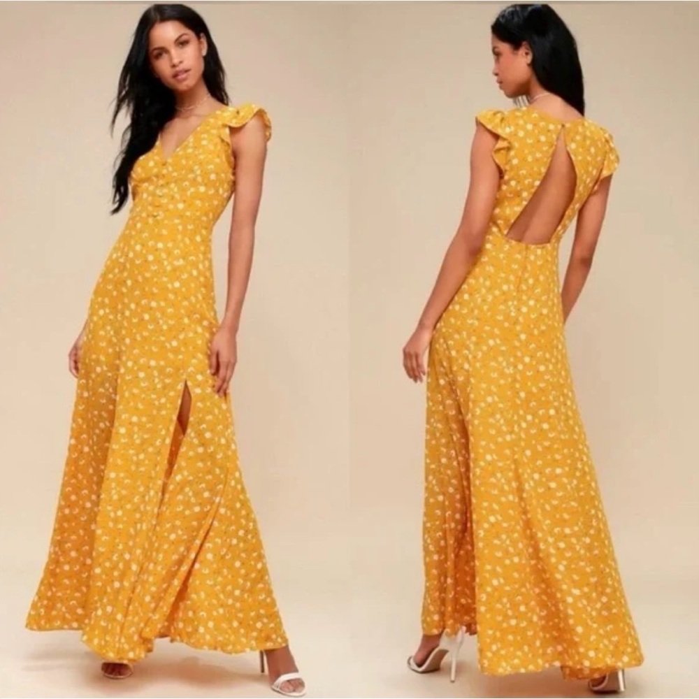 Lulu's Golden Floral Dress